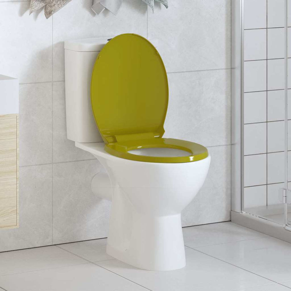 vidaXL Toilet Seat with Soft Close Green Oval