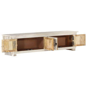 vidaXL TV Cabinet White 140x30x35 cm Solid Mango Wood