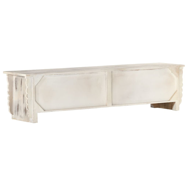 vidaXL TV Cabinet White 140x30x35 cm Solid Mango Wood