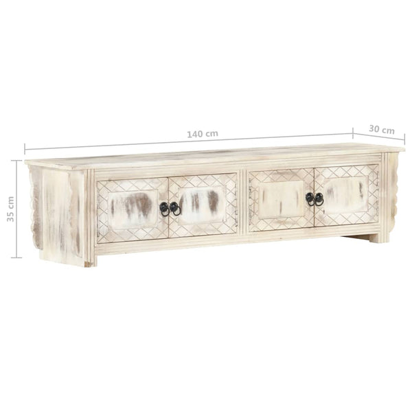 vidaXL TV Cabinet White 140x30x35 cm Solid Mango Wood