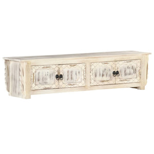 vidaXL TV Cabinet White 140x30x35 cm Solid Mango Wood