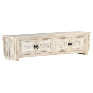 vidaXL TV Cabinet White 140x30x35 cm Solid Mango Wood