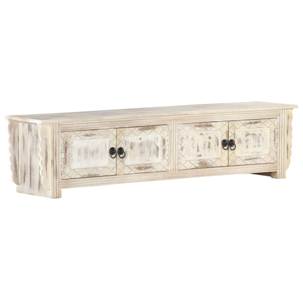 vidaXL TV Cabinet White 140x30x35 cm Solid Mango Wood