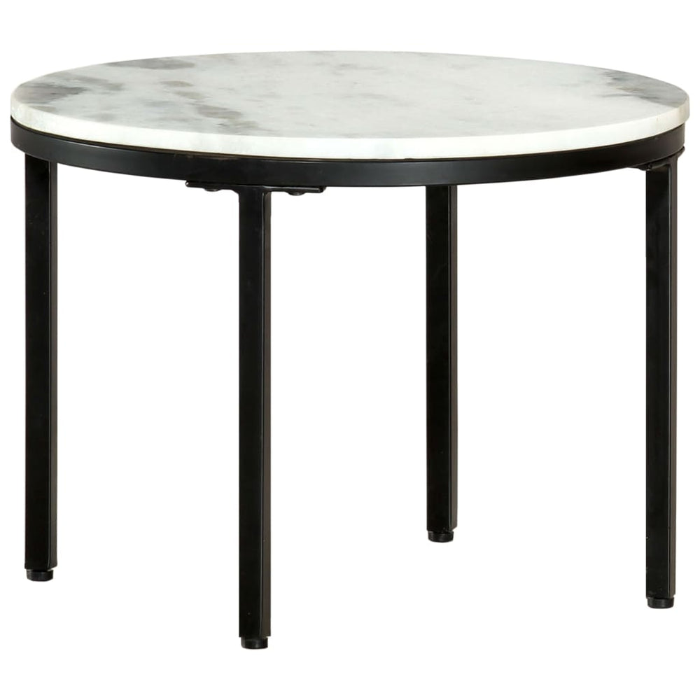 vidaXL Coffee Table White and Black Ø50 cm Real Marble