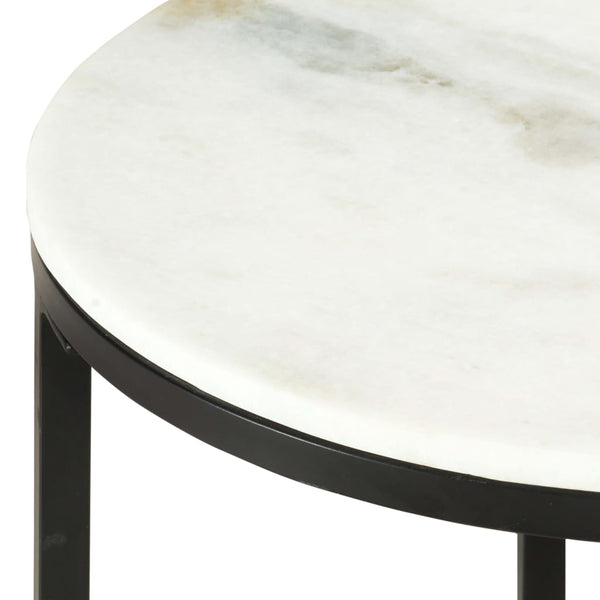 vidaXL Coffee Table White and Black Ø50 cm Real Marble