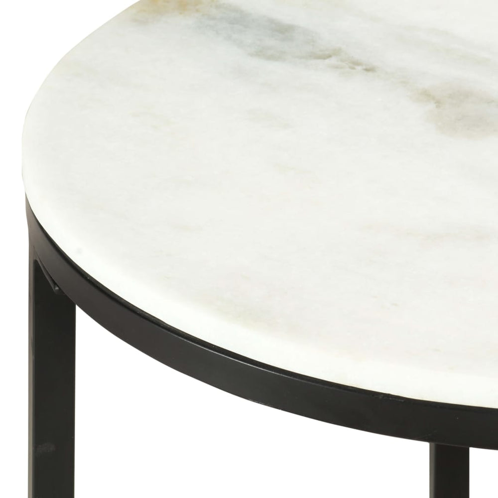 vidaXL Coffee Table White and Black Ø50 cm Real Marble