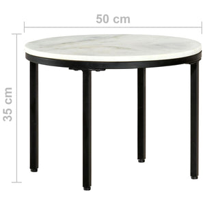 vidaXL Coffee Table White and Black Ø50 cm Real Marble