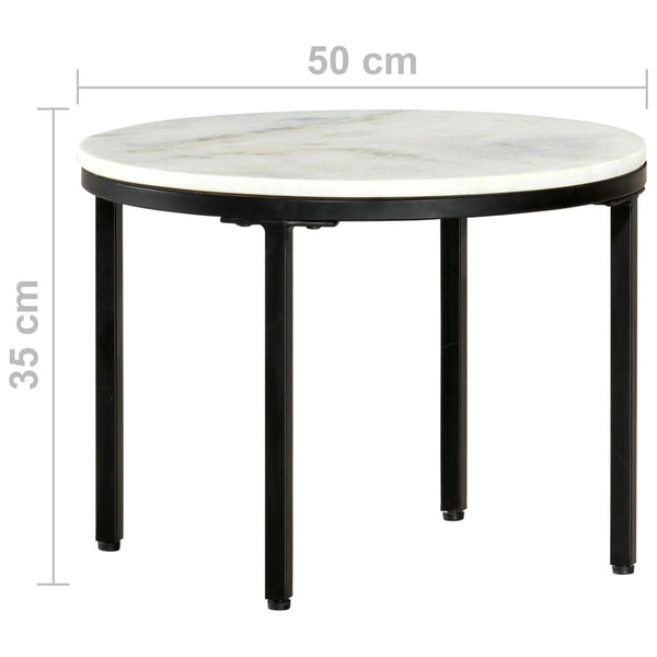 vidaXL Coffee Table White and Black Ø50 cm Real Marble