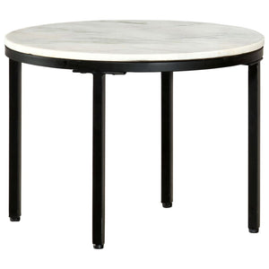 vidaXL Coffee Table White and Black Ø50 cm Real Marble