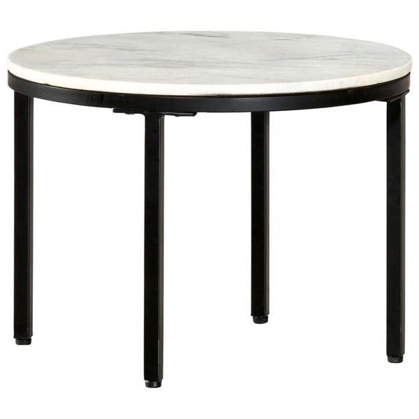 vidaXL Coffee Table White and Black Ø50 cm Real Marble