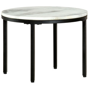 vidaXL Coffee Table White and Black Ø50 cm Real Marble