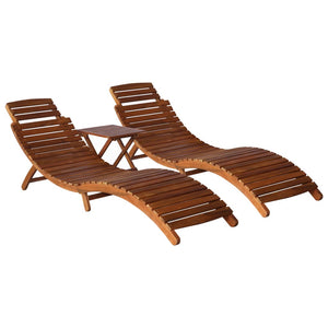 vidaXL 3-piece Sun Lounger with Tea Table Solid Acacia Wood