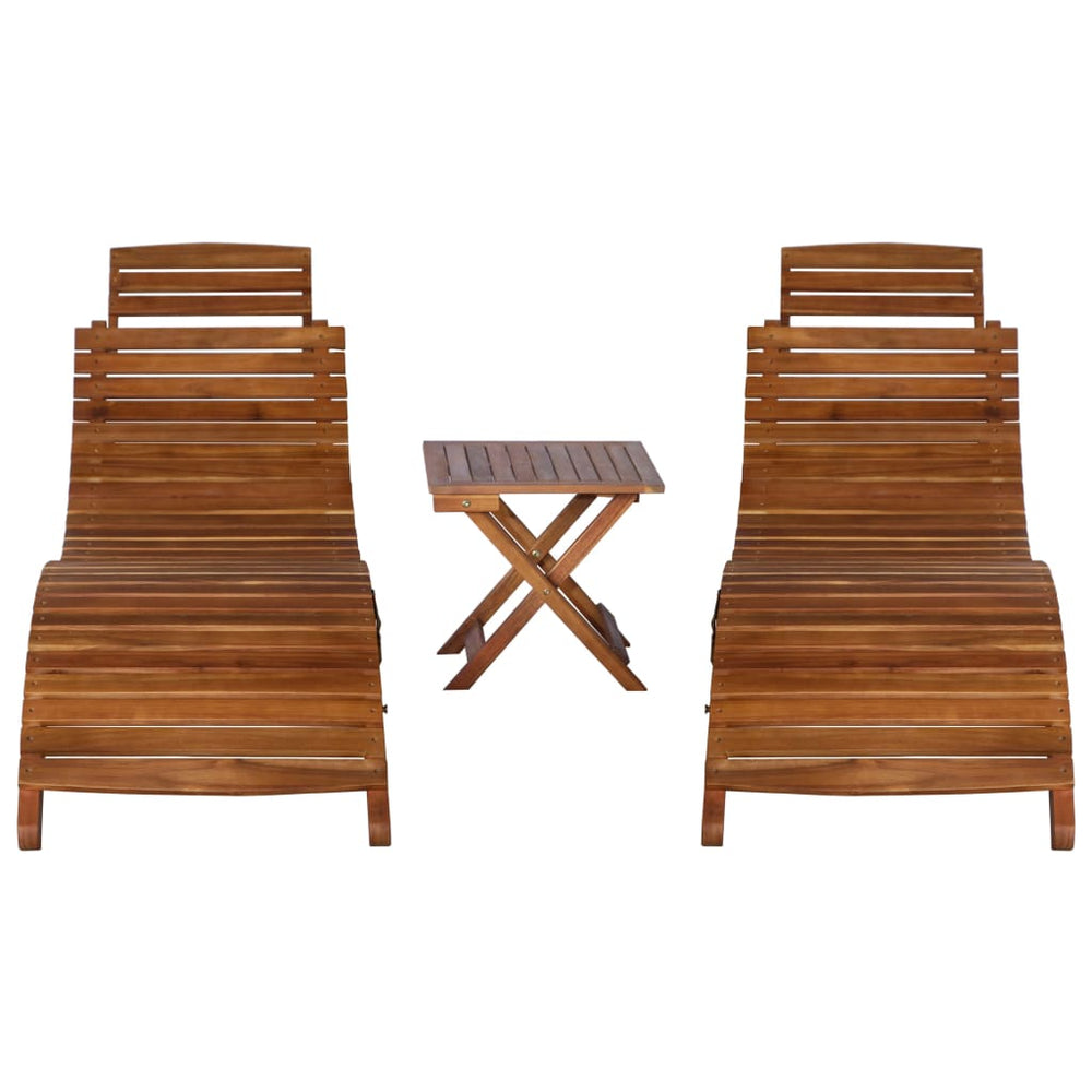 vidaXL 3-piece Sun Lounger with Tea Table Solid Acacia Wood