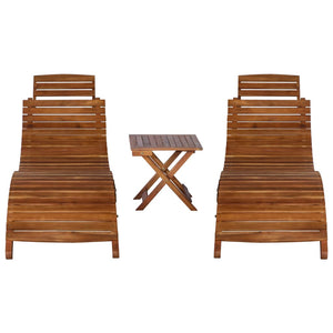 vidaXL 3-piece Sun Lounger with Tea Table Solid Acacia Wood
