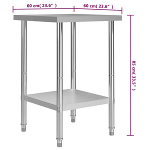 vidaXL Kitchen Work Table 60 x 60 x 85 cm Stainless Steel