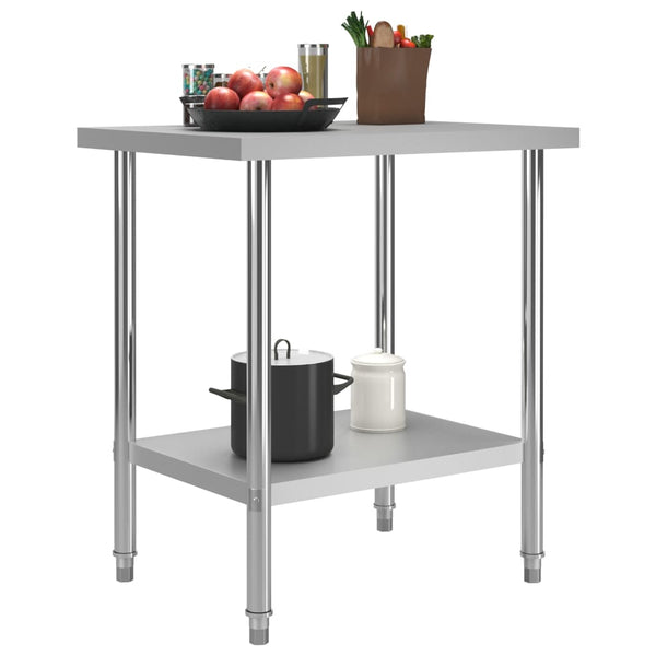 vidaXL Kitchen Work Table 80 x 60 x 85 cm Stainless Steel