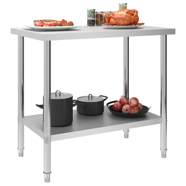 vidaXL Kitchen Work Table 100 x 60 x 85 cm Stainless Steel