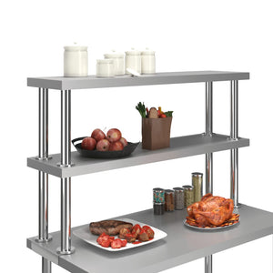 vidaXL 2-Tier Work Table Top Shelf 120 x 30 x 65 cm Stainless Steel