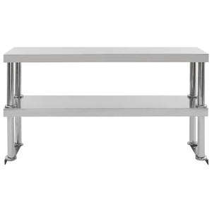 vidaXL 2-Tier Work Table Top Shelf 120 x 30 x 65 cm Stainless Steel
