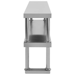 vidaXL 2-Tier Work Table Top Shelf 120 x 30 x 65 cm Stainless Steel