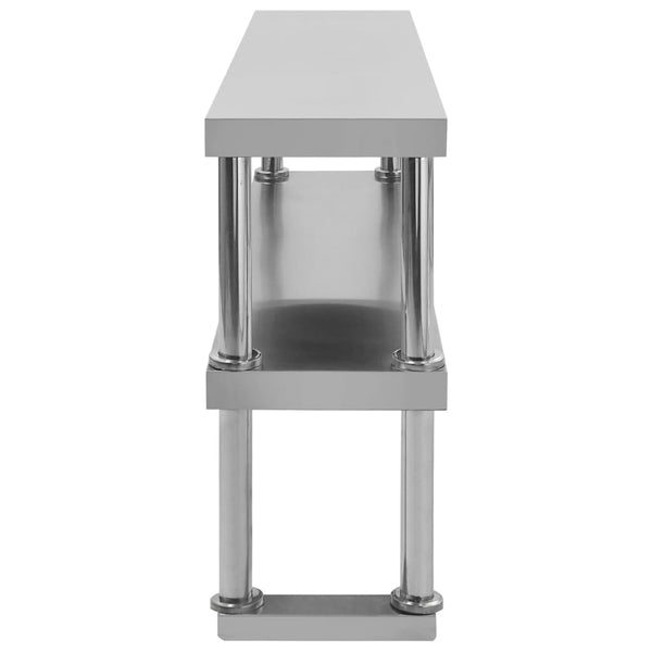 vidaXL 2-Tier Work Table Top Shelf 120 x 30 x 65 cm Stainless Steel