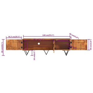 TV-Schrank 140x30x46 cm Massivholz Mango