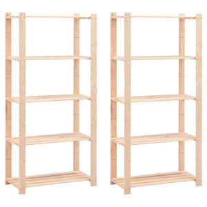 vidaXL Storage Racks 5 Shelves 2 pcs. 80×38×170cm Solid Pine Wood 250kg