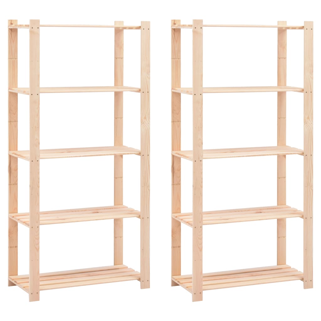 vidaXL Storage Racks 5 Shelves 2 pcs. 80×38×170cm Solid Pine Wood 250kg