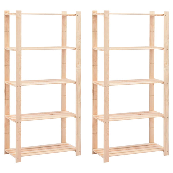 vidaXL Storage Racks 5 Shelves 2 pcs. 80×38×170cm Solid Pine Wood 250kg
