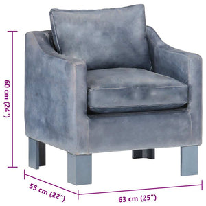 vidaXL Armchair Grey Genuine Leather