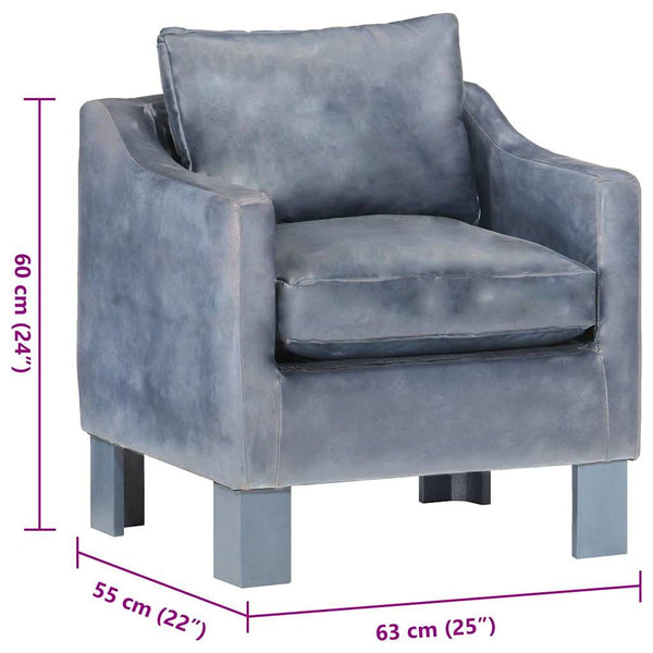 vidaXL Armchair Grey Genuine Leather