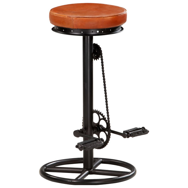 vidaXL Bar Stools 2 pcs Black and Brown Genuine Goat Leather