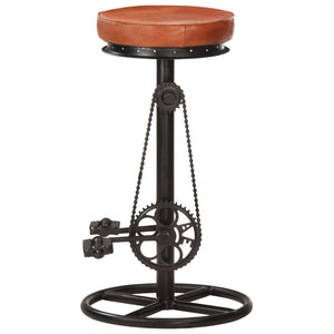 vidaXL Bar Stools 2 pcs Black and Brown Genuine Goat Leather
