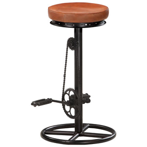 vidaXL Bar Stools 2 pcs Black and Brown Genuine Goat Leather