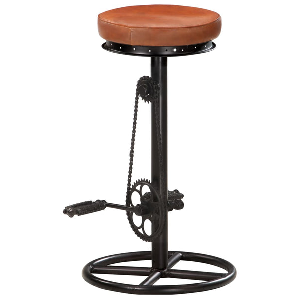 vidaXL Bar Stools 2 pcs Black and Brown Genuine Goat Leather
