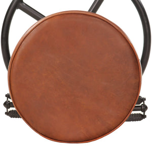 vidaXL Bar Stools 2 pcs Black and Brown Genuine Goat Leather