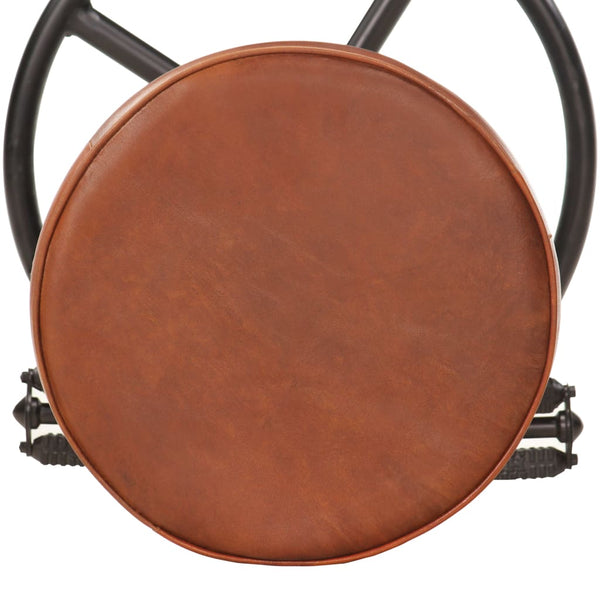 vidaXL Bar Stools 2 pcs Black and Brown Genuine Goat Leather