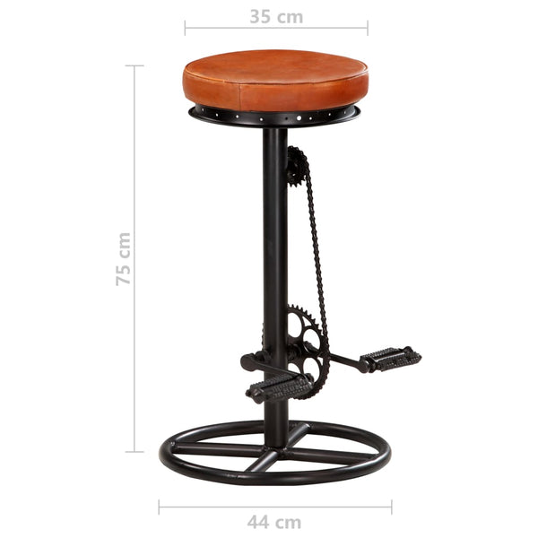vidaXL Bar Stools 2 pcs Black and Brown Genuine Goat Leather