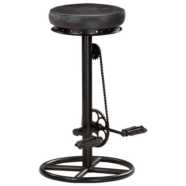 vidaXL Bar Stools 2 pcs Black Genuine Goat Leather