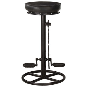 vidaXL Bar Stools 2 pcs Black Genuine Goat Leather