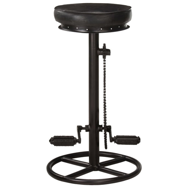 vidaXL Bar Stools 2 pcs Black Genuine Goat Leather