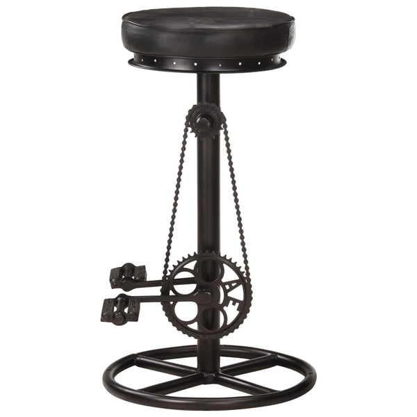 vidaXL Bar Stools 2 pcs Black Genuine Goat Leather