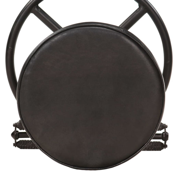 vidaXL Bar Stools 2 pcs Black Genuine Goat Leather