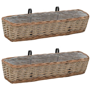 vidaXL Balcony Planter 2 pcs. Willow with PE Lining 80 cm
