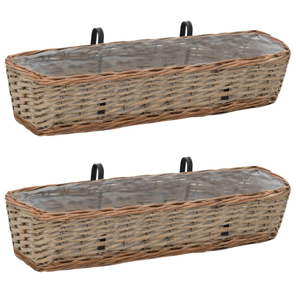 vidaXL Balcony Planter 2 pcs. Willow with PE Lining 80 cm