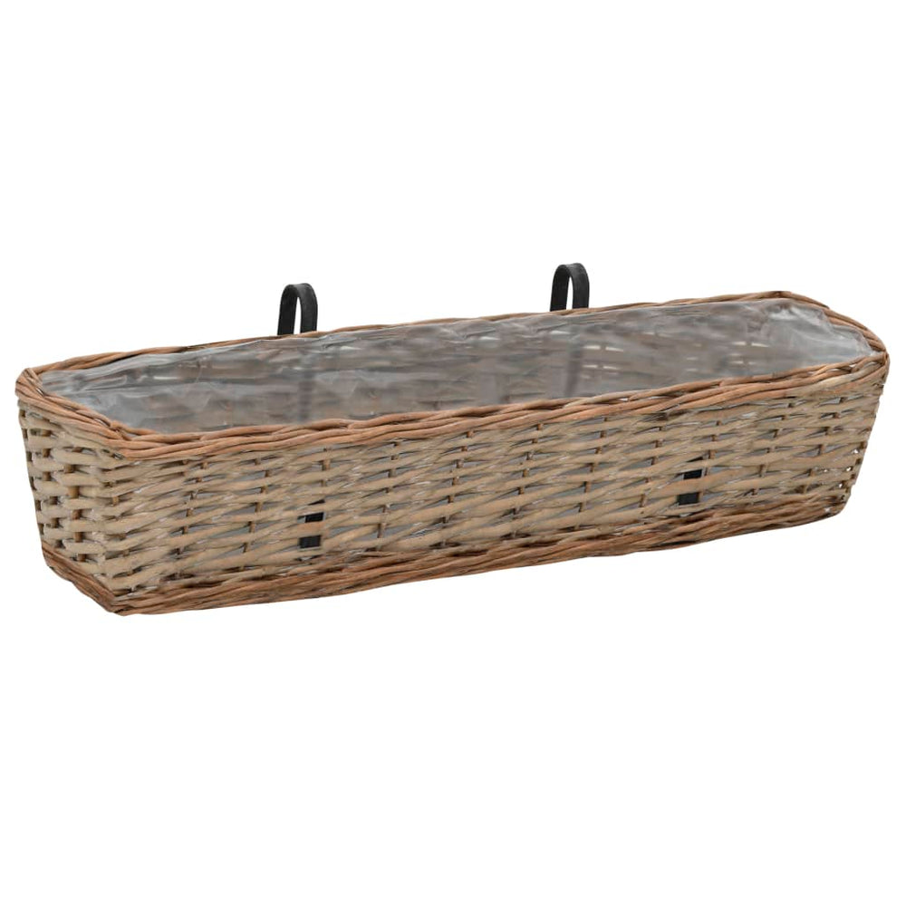 vidaXL Balcony Planter 2 pcs. Willow with PE Lining 80 cm