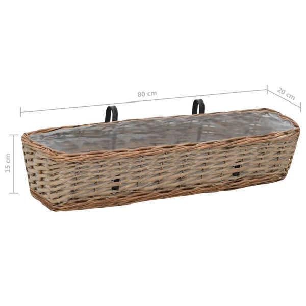 vidaXL Balcony Planter 2 pcs. Willow with PE Lining 80 cm
