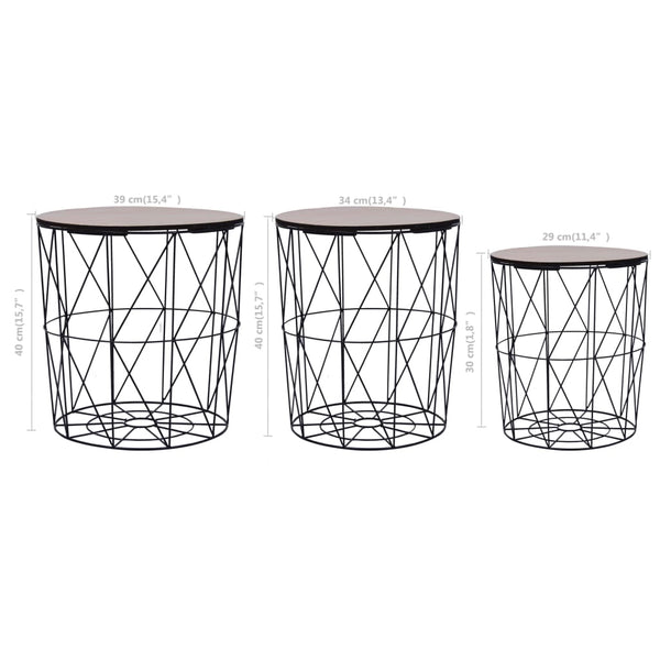 vidaXL Coffee Tables 3 pcs. Black
