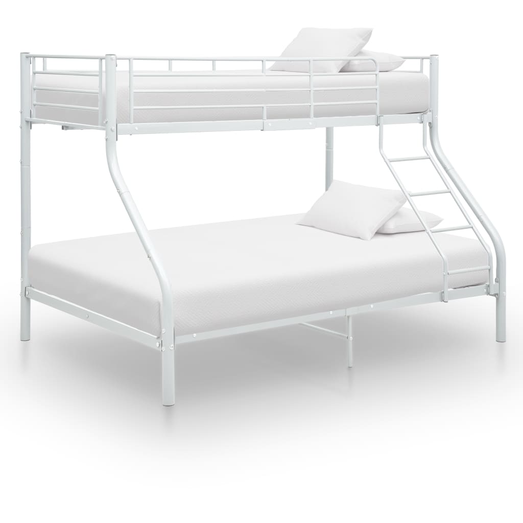 vidaXL Bunk Bed Frame White Metal 140x200 cm/90x200 cm