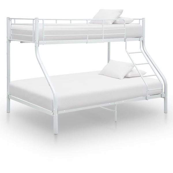 vidaXL Bunk Bed Frame White Metal 140x200 cm/90x200 cm